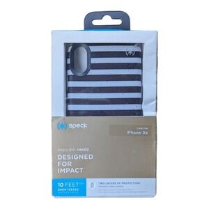 P7. Speck Presidio Inked Impact Case For Apple iPhone XR‎ - B & W Stripes